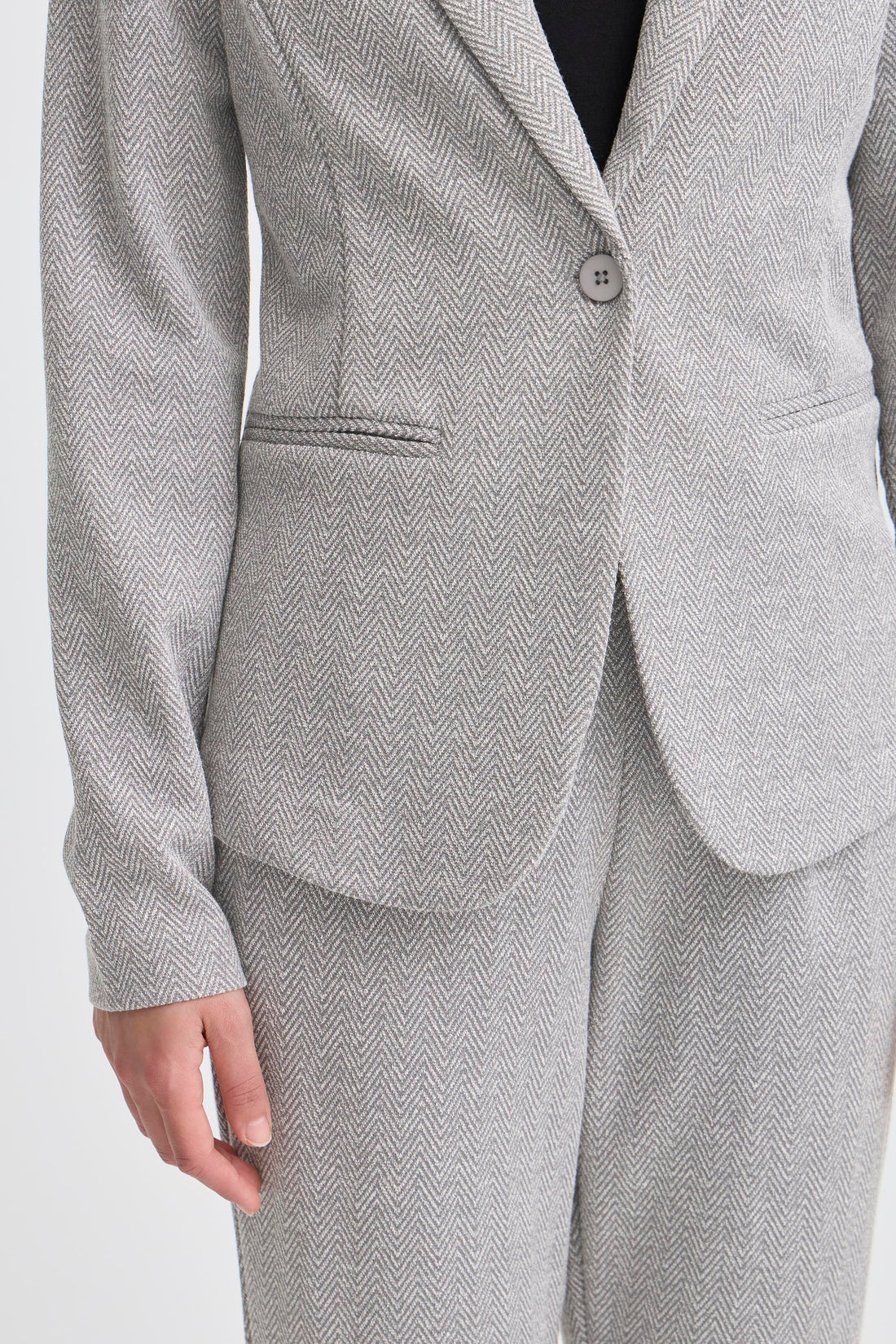 Veston Kate Jacquard Gris Herringbone Ichi