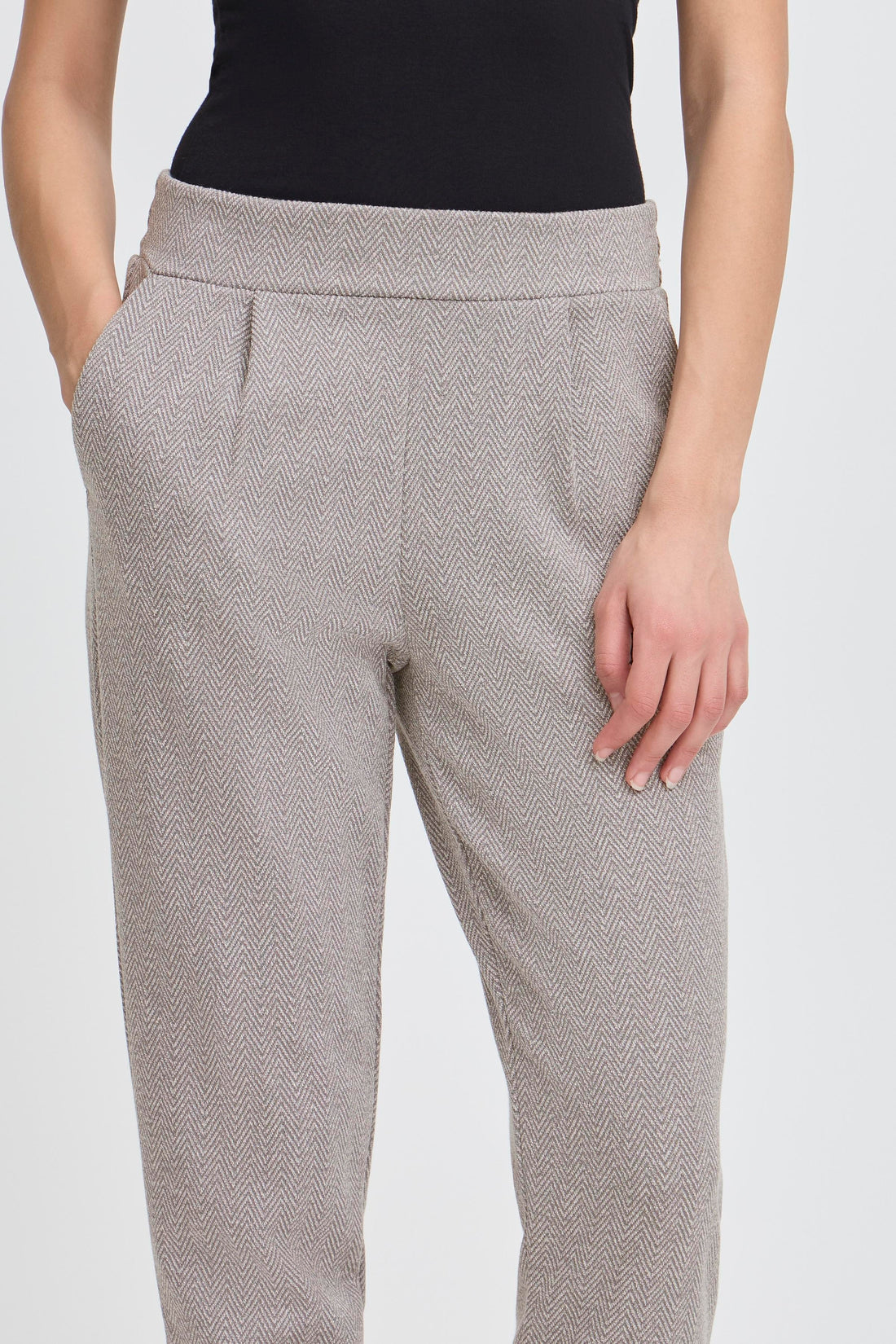 Pantalon Kate Jacquard Gris Herringbone Ichi