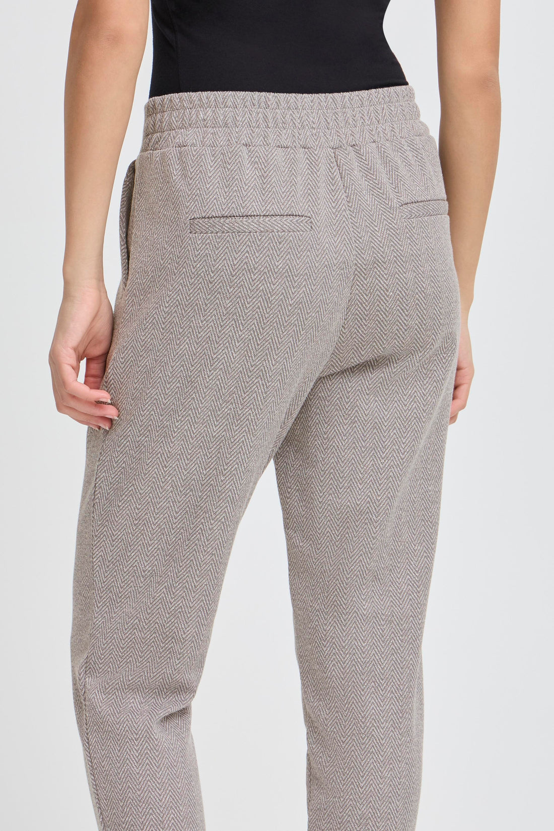 Pantalon Kate Jacquard Gris Herringbone Ichi