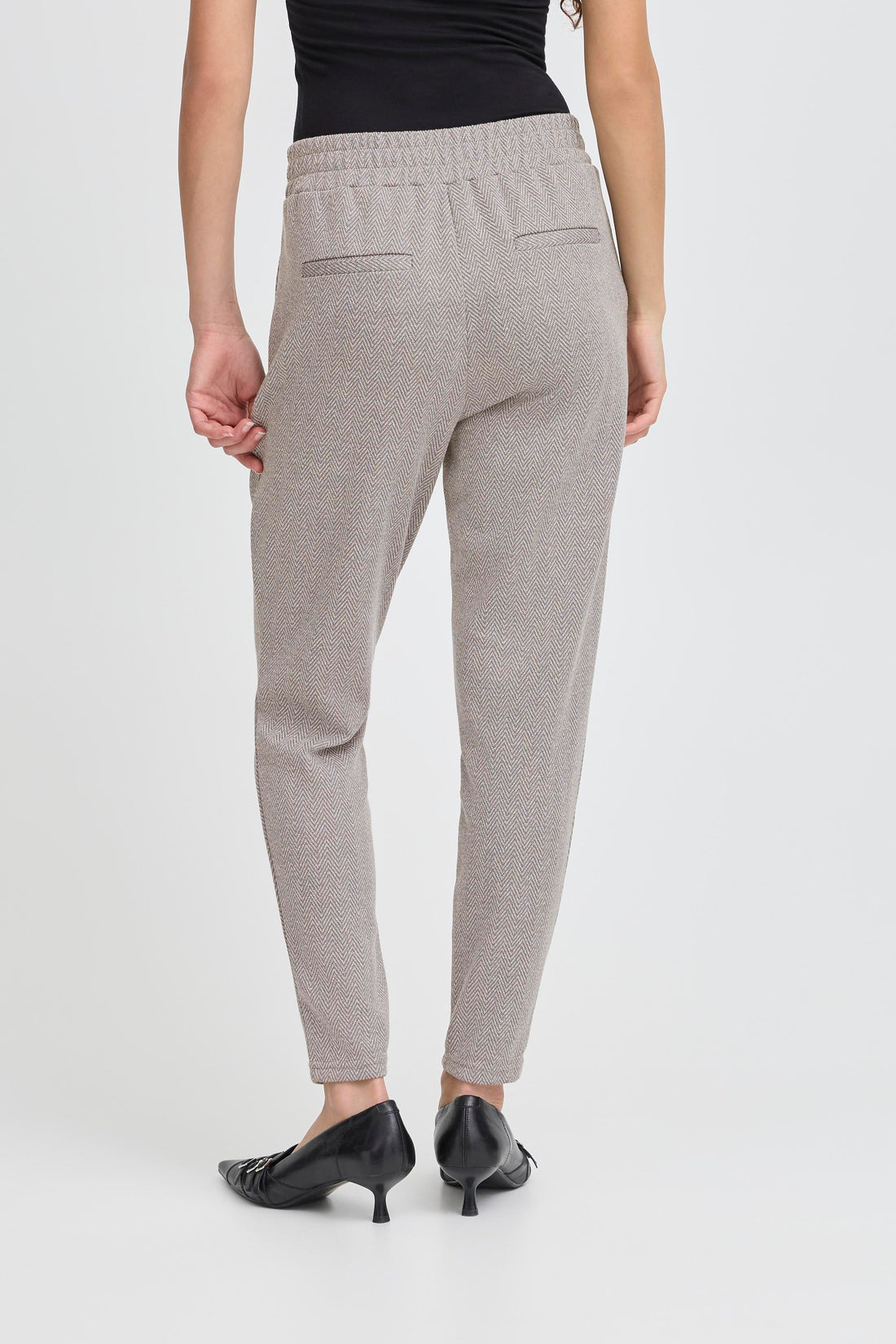 Pantalon Kate Jacquard Gris Herringbone Ichi
