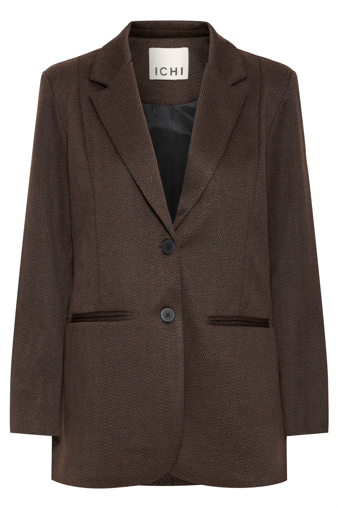 Veston Kate Oversize Jacquard Noir & Brun Herringbone Ichi