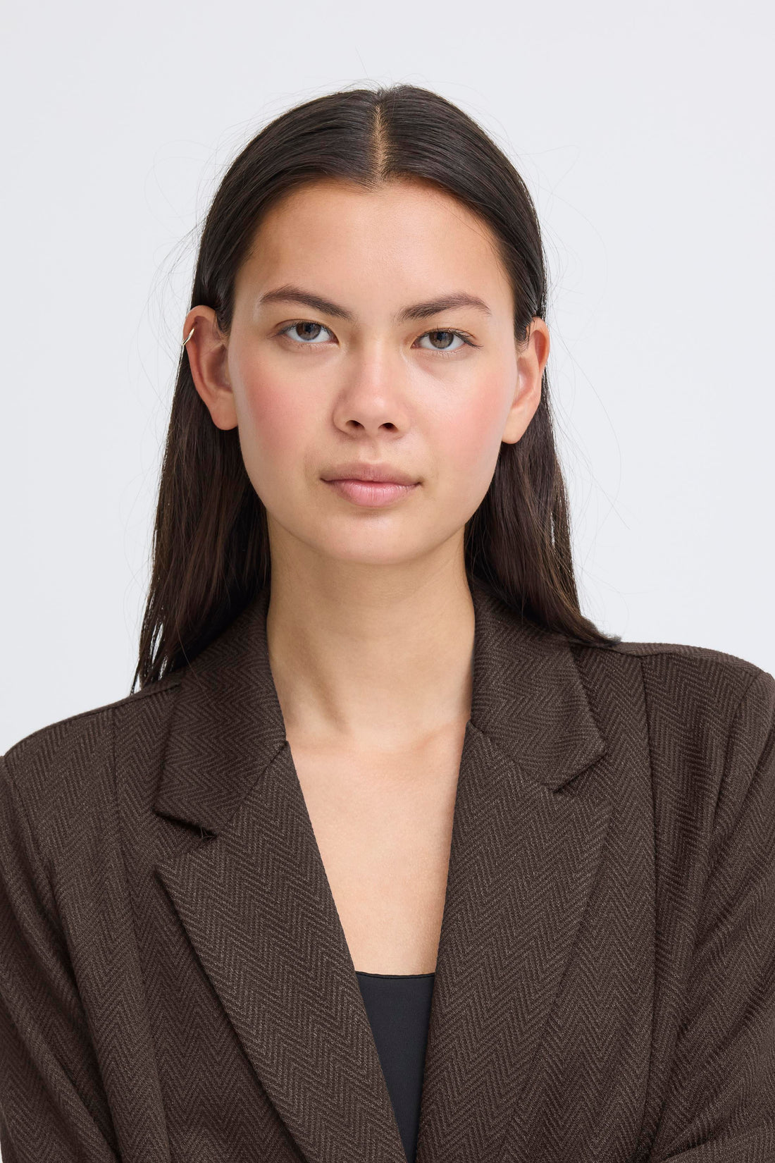 Veston Kate Oversize Jacquard Noir & Brun Herringbone Ichi