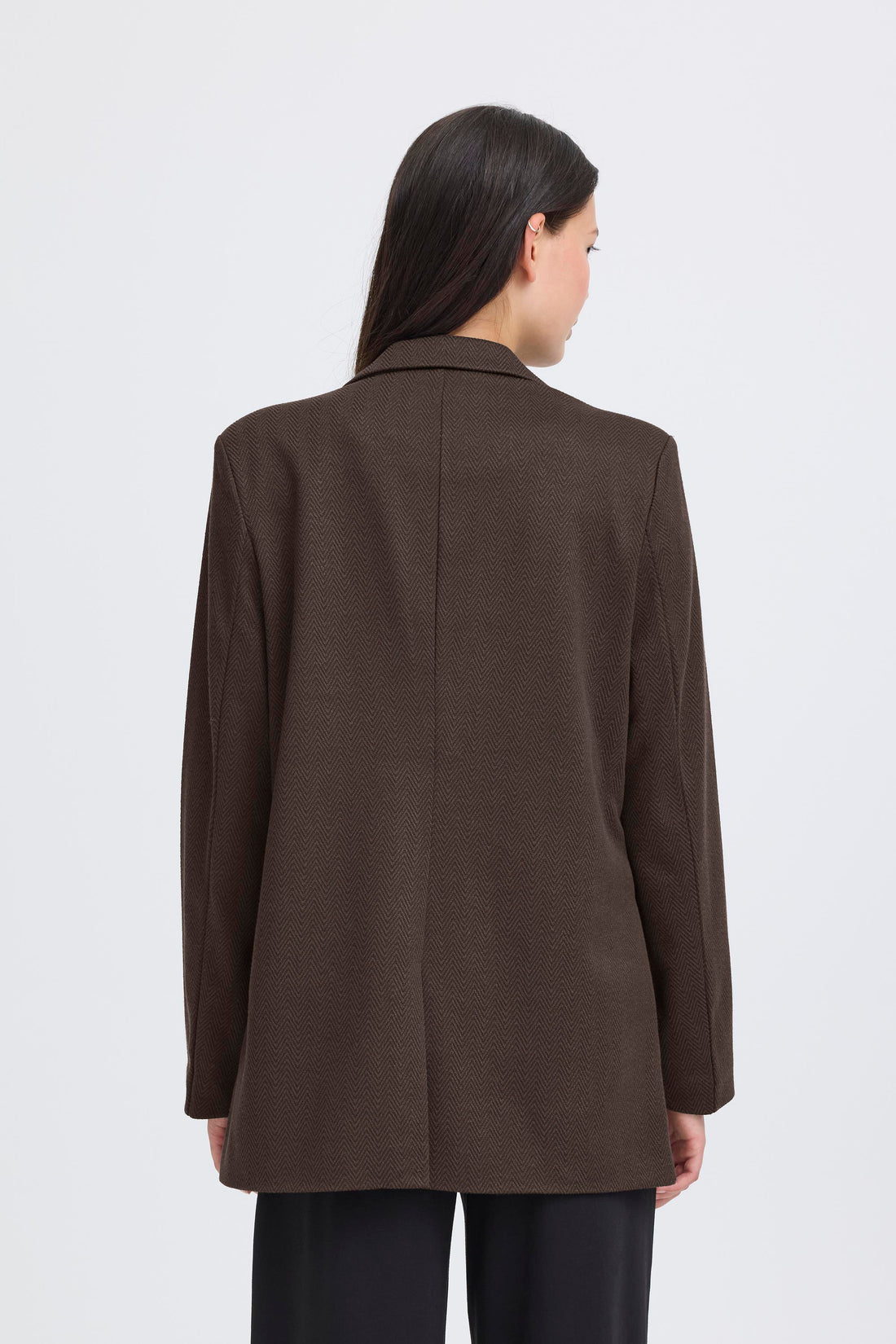 Veston Kate Oversize Jacquard Noir & Brun Herringbone Ichi