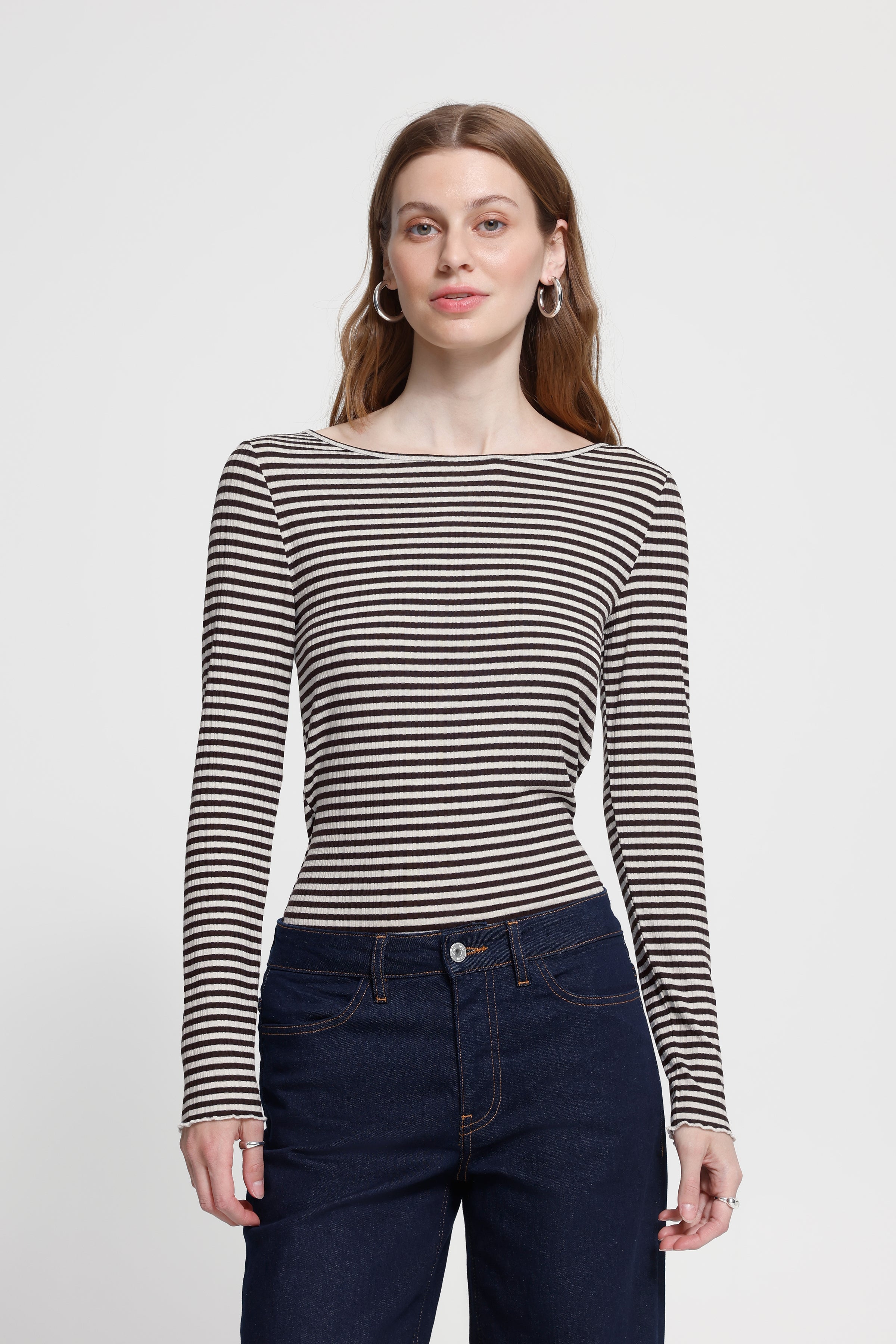 Chandail Cella LS Brun/Blanc ICHI