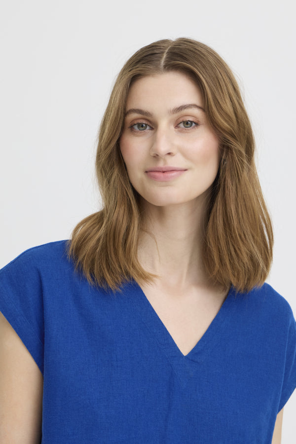 Linno Short Sleeve Top Blue Ichi