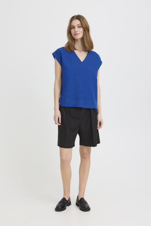 Linno Short Sleeve Top Blue Ichi