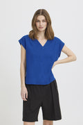 Linno Short Sleeve Top Blue Ichi