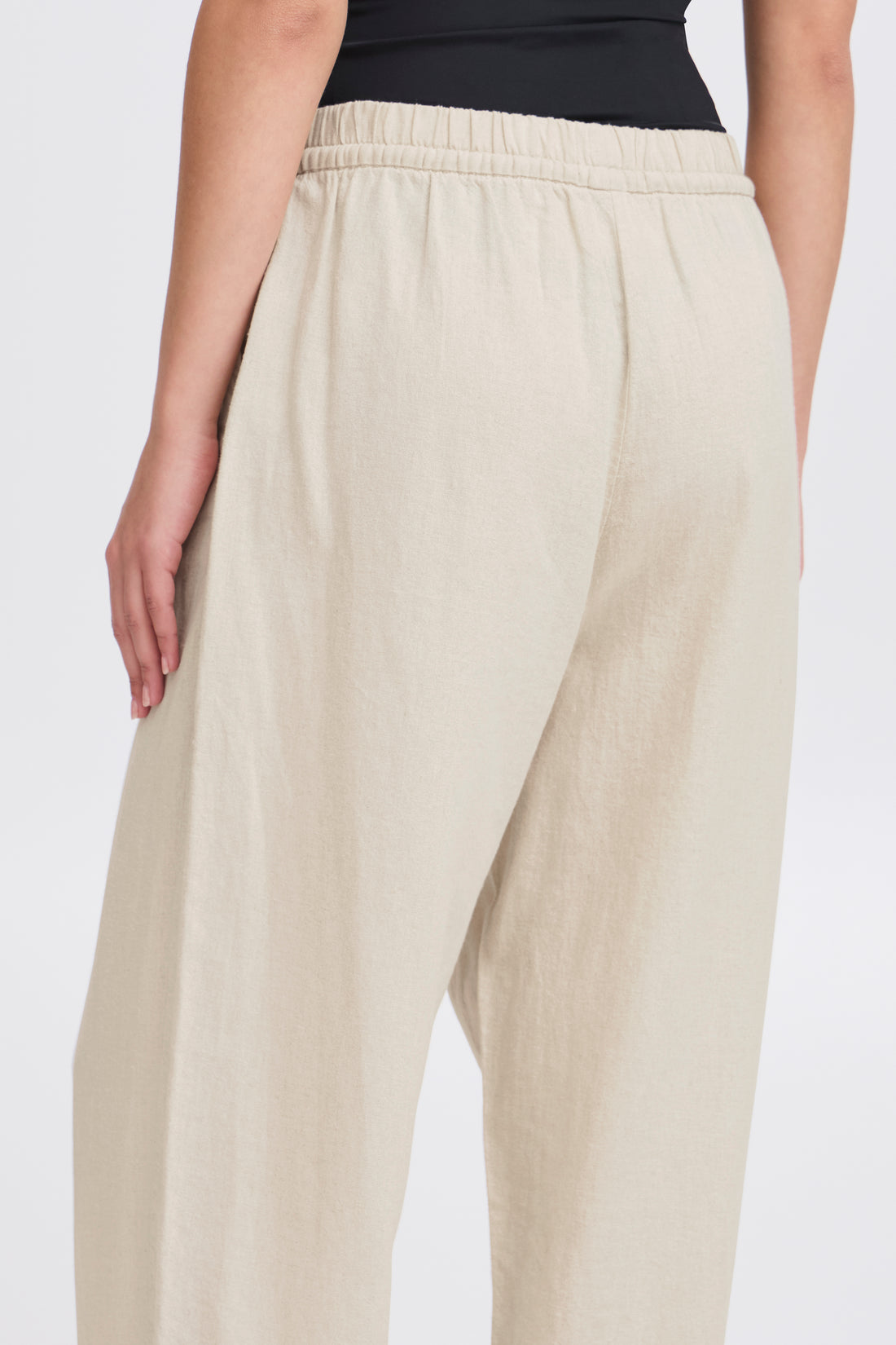 Pantalon Linno Barrel Écru Ichi