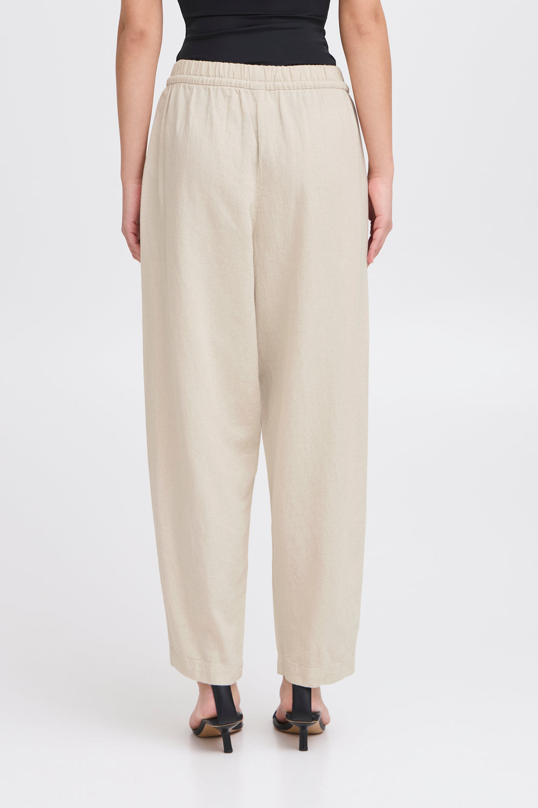 Pantalon Linno Barrel Écru Ichi