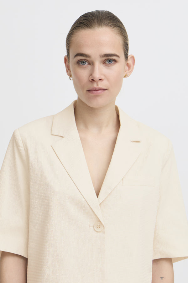 Ichi Ecru Wallis Cropped Blazer