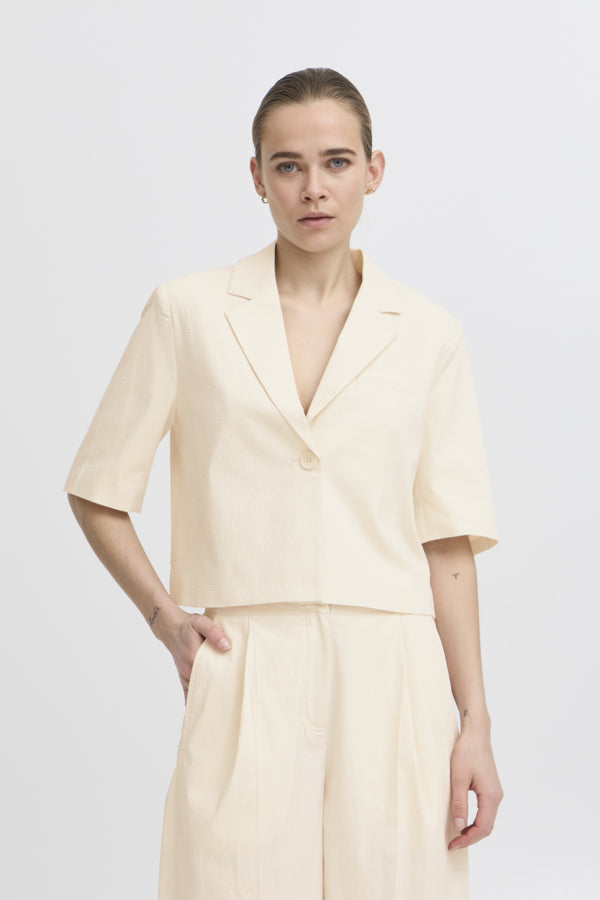 Ichi Ecru Wallis Cropped Blazer