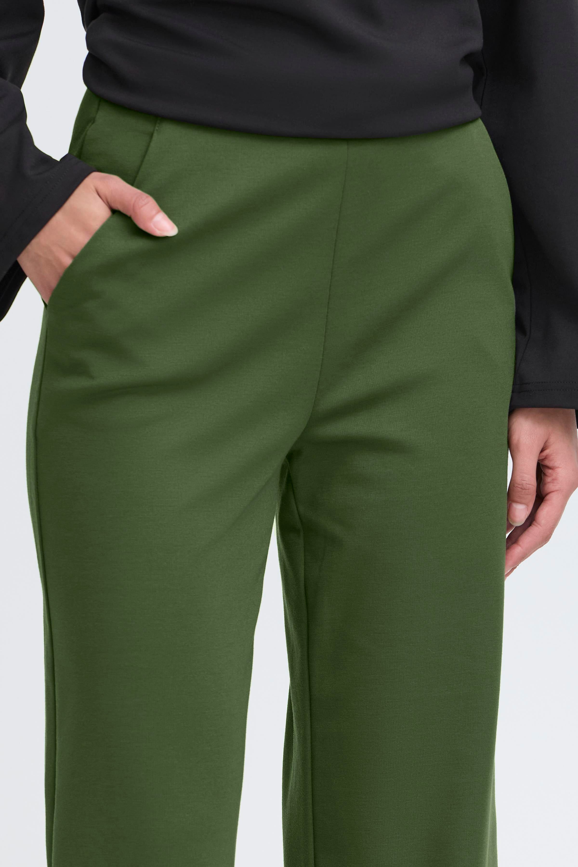 Ichi Kate PA2 Dark Green Zipper Trousers