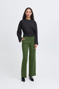 Ichi Kate PA2 Dark Green Zipper Trousers
