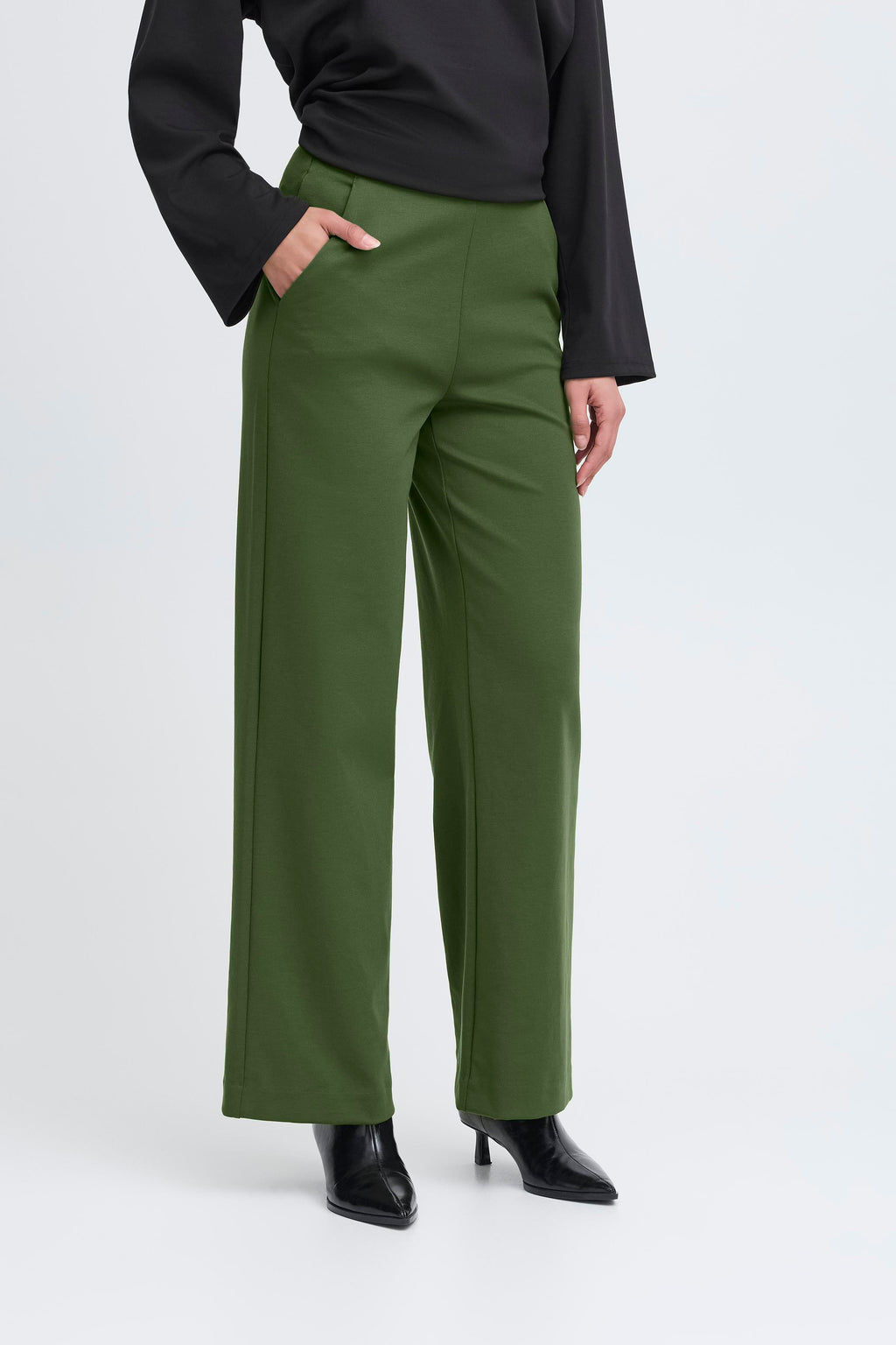 Ichi Kate PA2 Dark Green Zipper Trousers