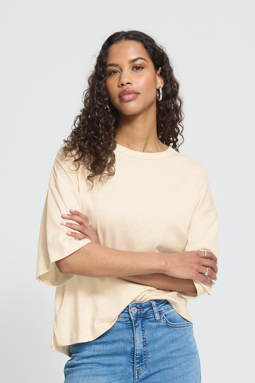 T-Shirt Palmer XL Loose Crème Mélange Ichi