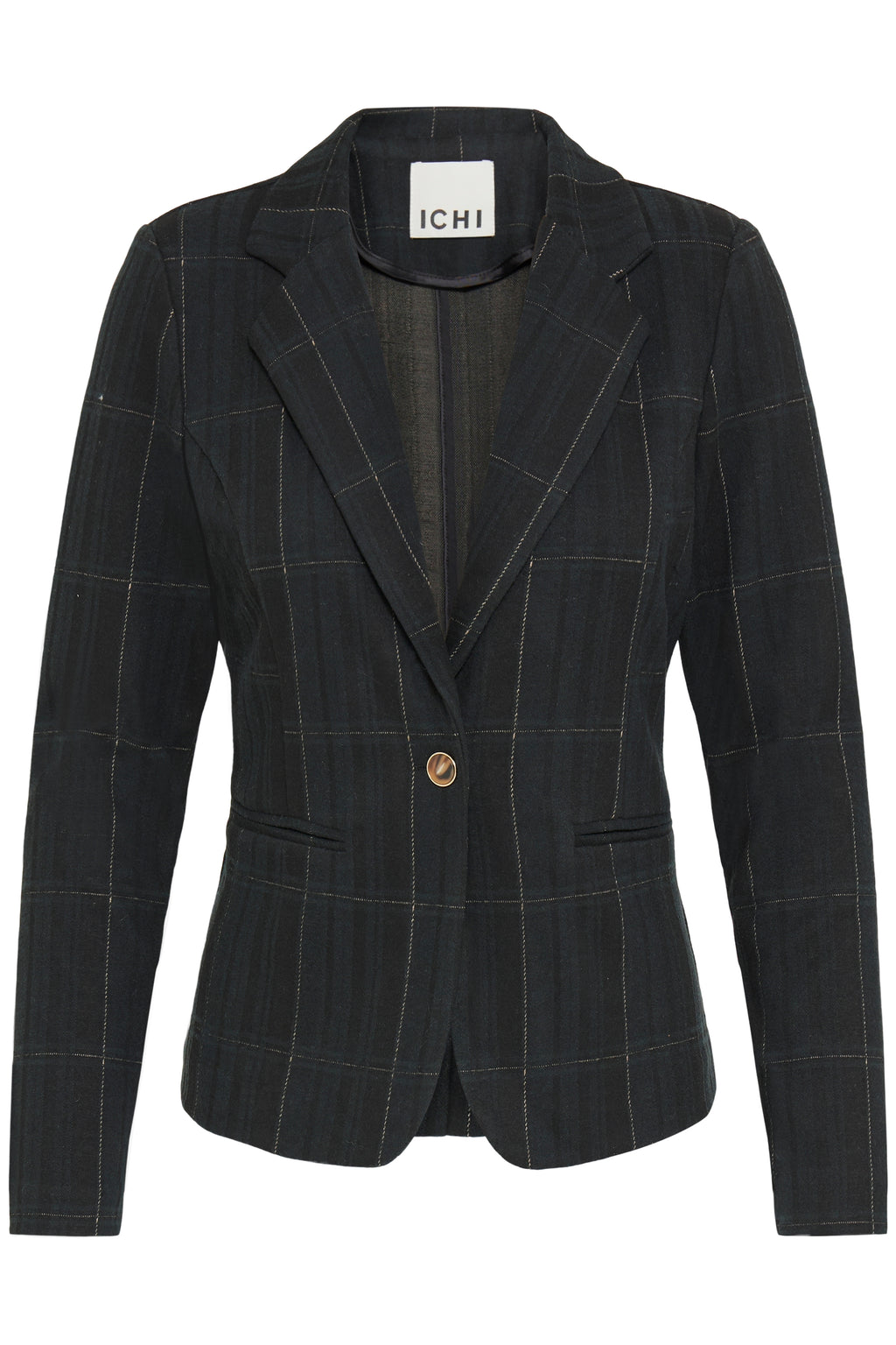 Ichi Kate Woolley Black/Green Checked Jacket