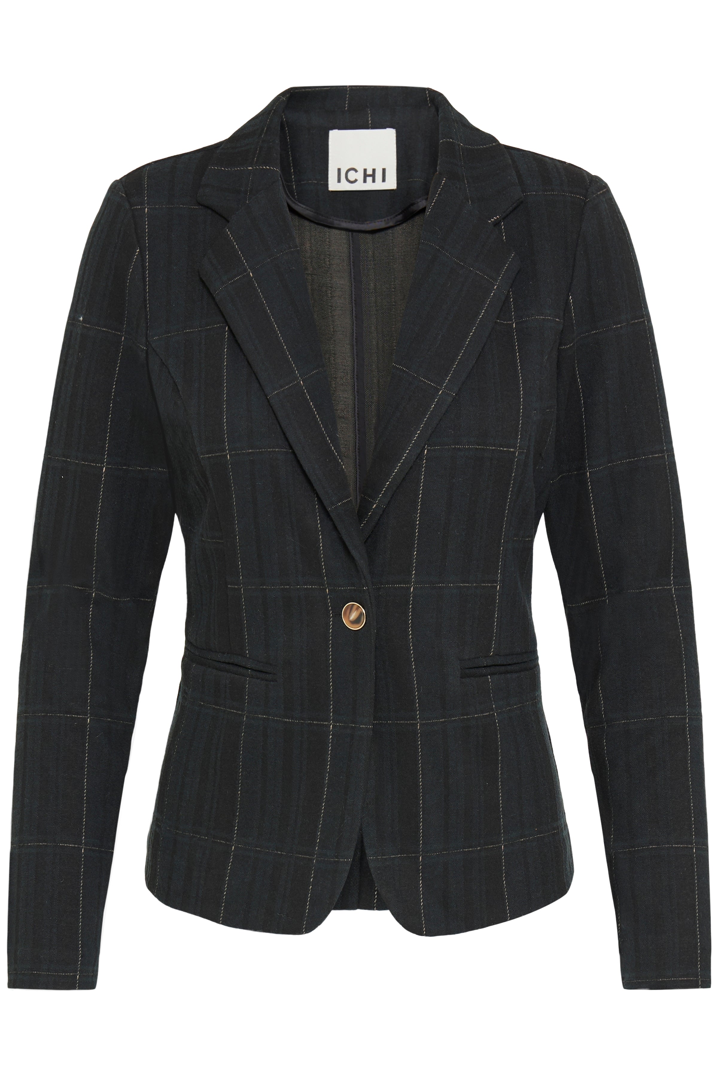 Ichi Kate Woolley Black/Green Checked Jacket