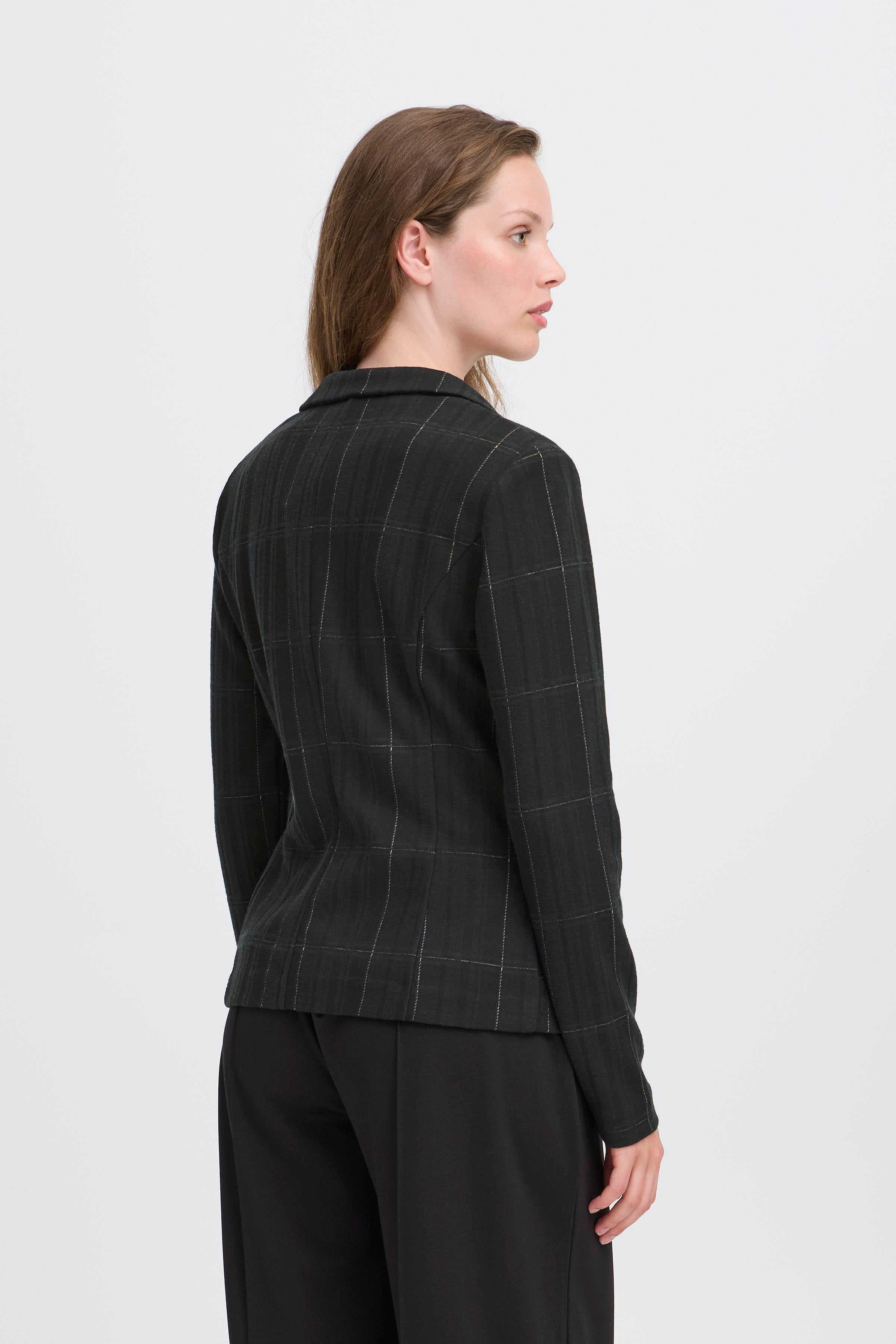 Ichi Kate Woolley Black/Green Checked Jacket