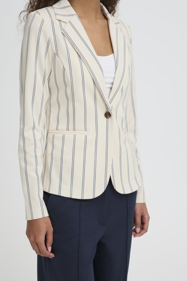 Kate Printed Blazer Beige & Navy Ichi