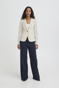 Kate Printed Blazer Beige & Navy Ichi