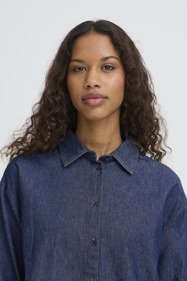 Ichi Dark Denim Archer Shirt