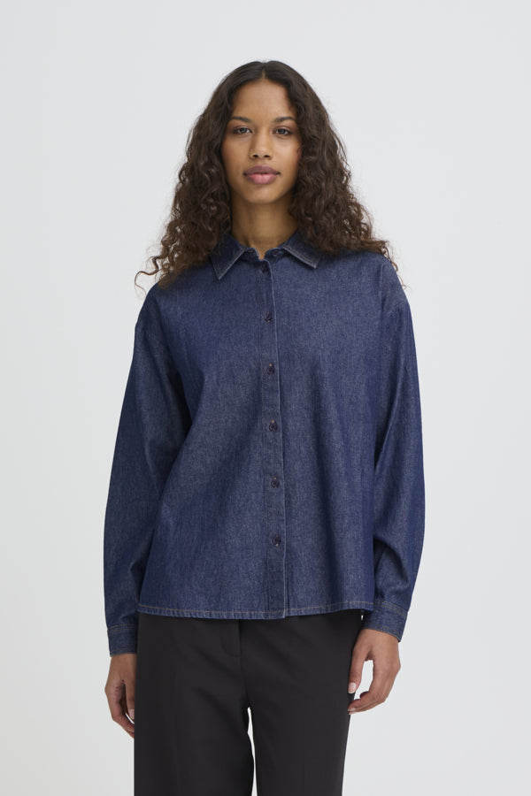 Ichi Dark Denim Archer Shirt