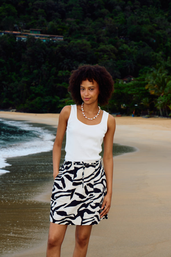Linno Short Skirt Black/White Ichi