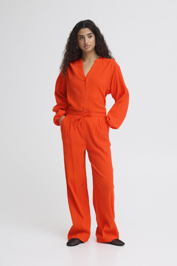 Pantalon Lifana Rouge Feu Ichi