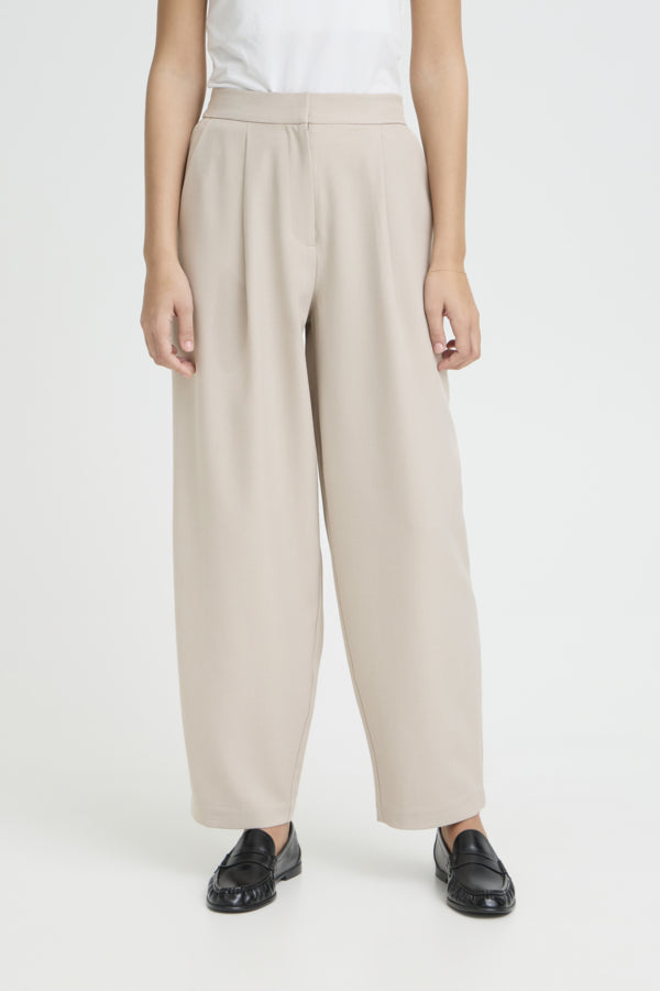 Ichi Fava Barrel Trousers Dove Melange
