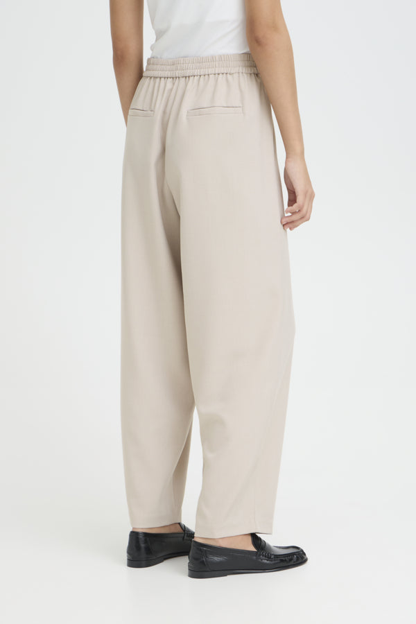 Ichi Fava Barrel Trousers Dove Melange