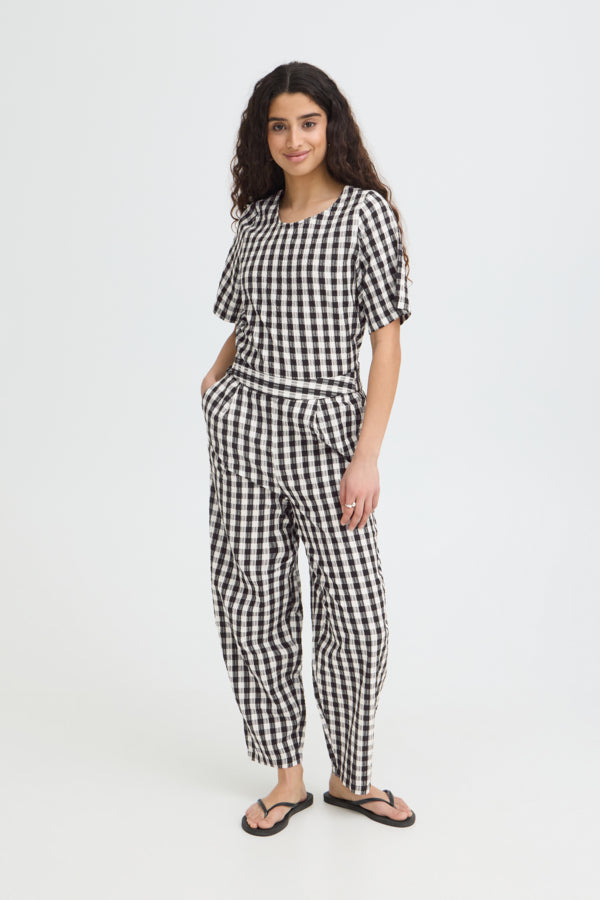 Pantalon Karra Barrel Noir/Blanc ICHI