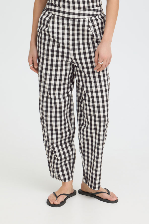 Pantalon Karra Barrel Noir/Blanc ICHI