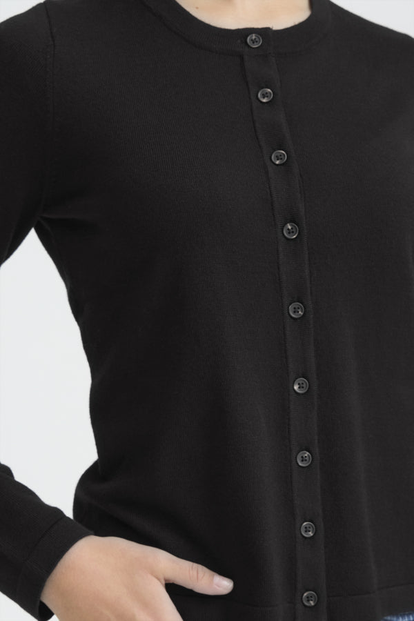Luls Black O-Neck Cardigan Ichi