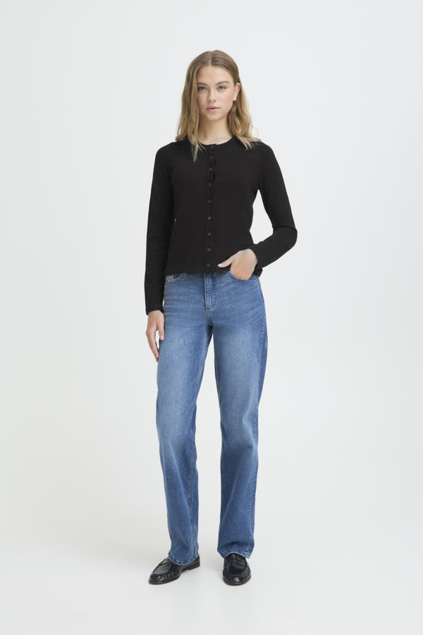Luls Black O-Neck Cardigan Ichi