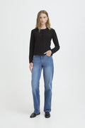 Luls Black O-Neck Cardigan Ichi