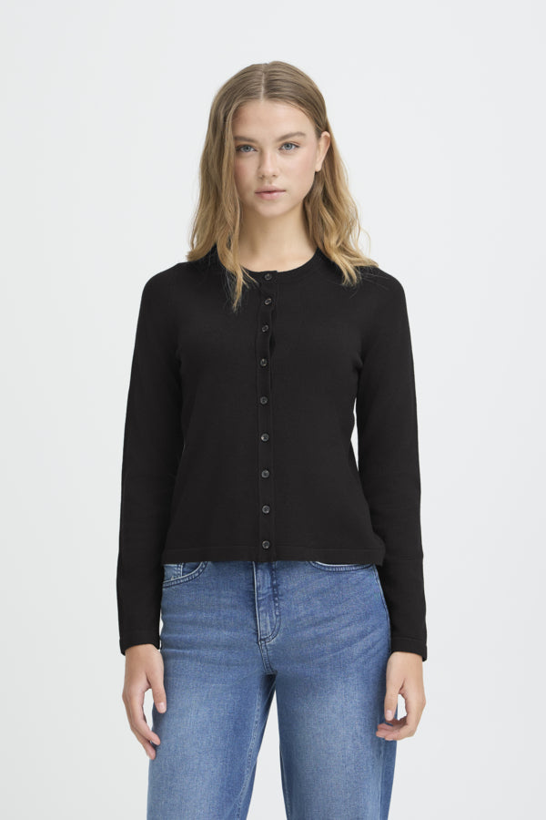 Luls Black O-Neck Cardigan Ichi