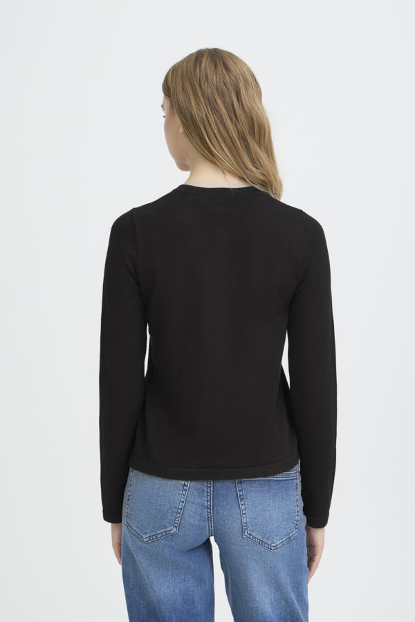 Luls Black O-Neck Cardigan Ichi