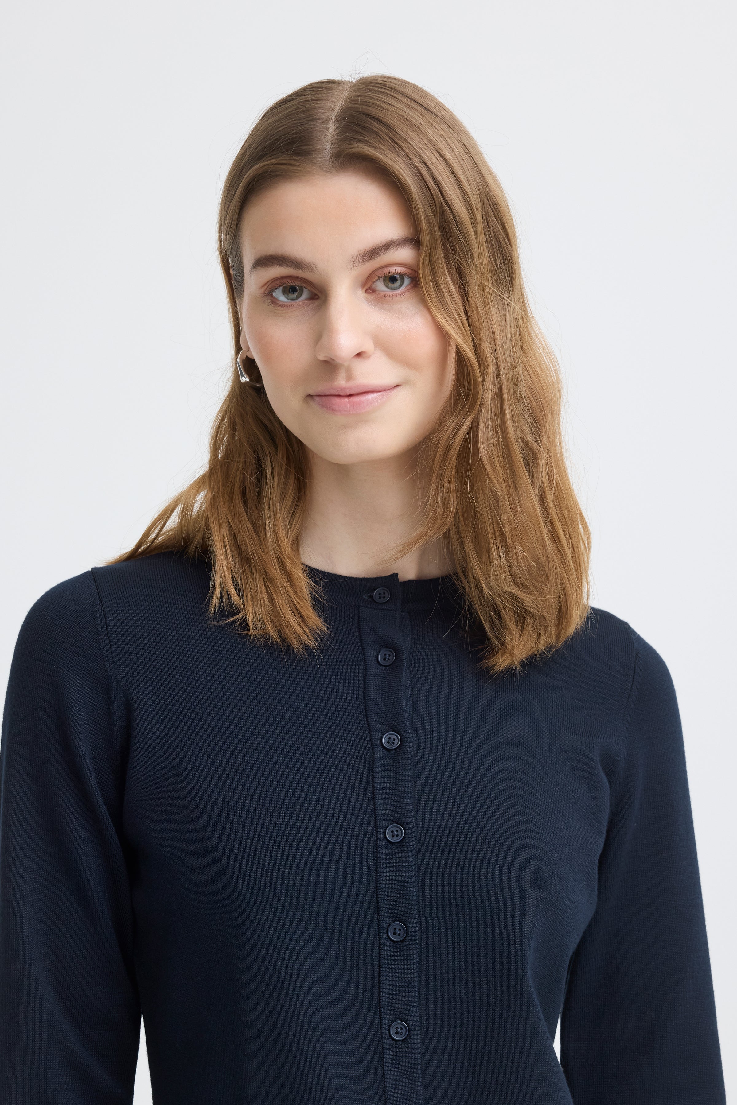 Cardigan Luls O-Neck Bleu Marine Ichi