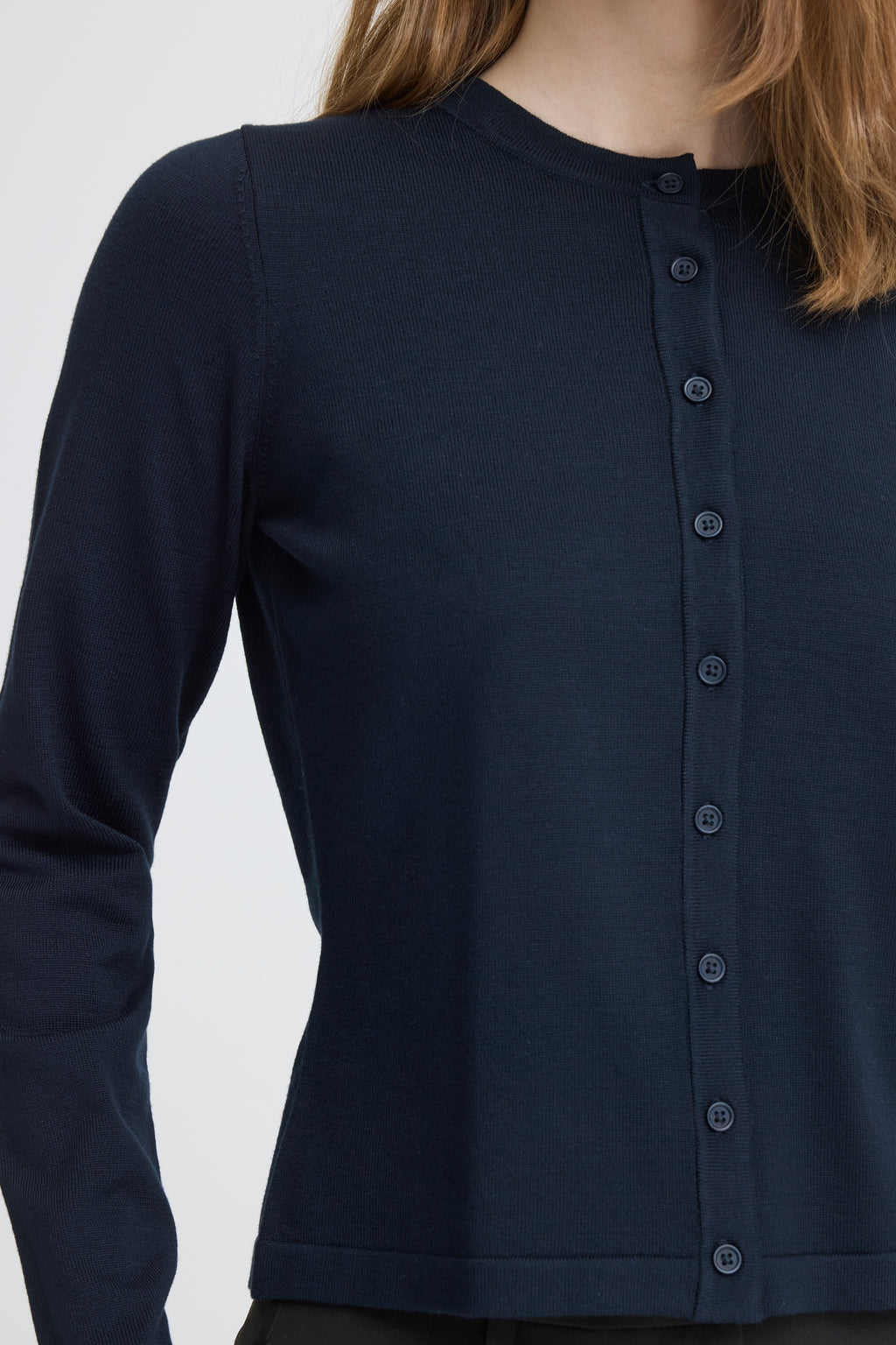Cardigan Luls O-Neck Bleu Marine Ichi