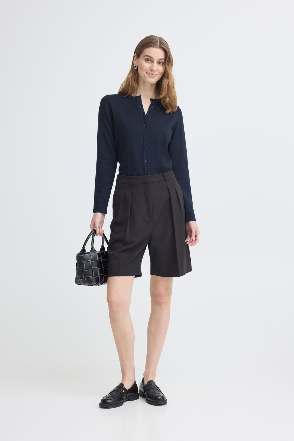 Cardigan Luls O-Neck Bleu Marine Ichi