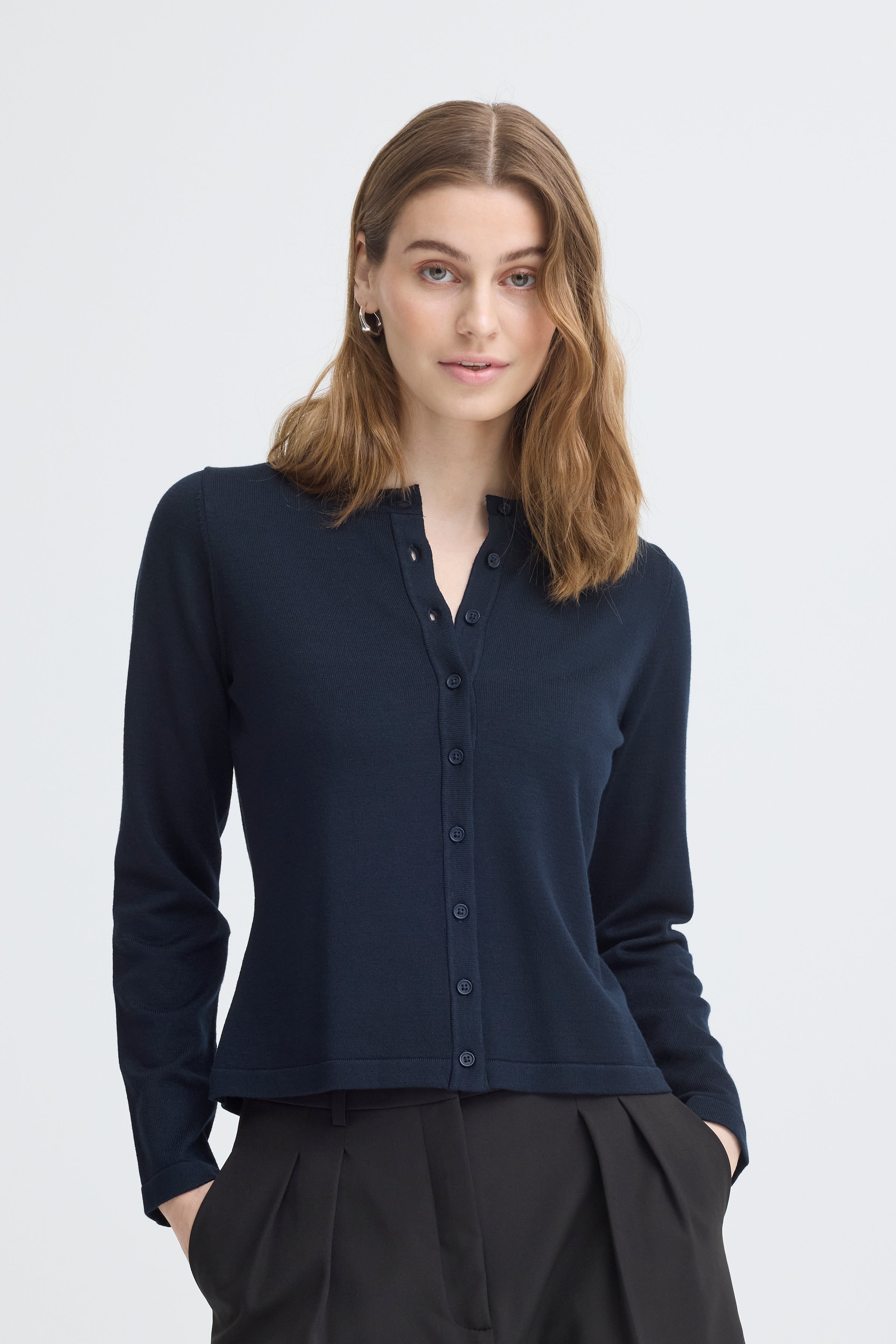 Cardigan Luls O-Neck Bleu Marine Ichi