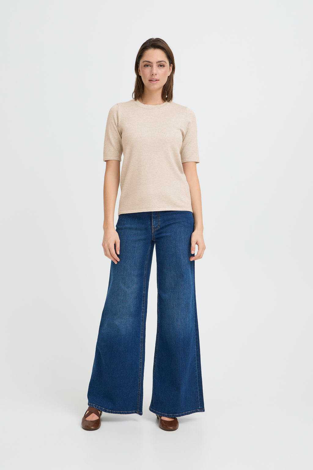 Haut Luls O-Neck Beige Mélange Ichi