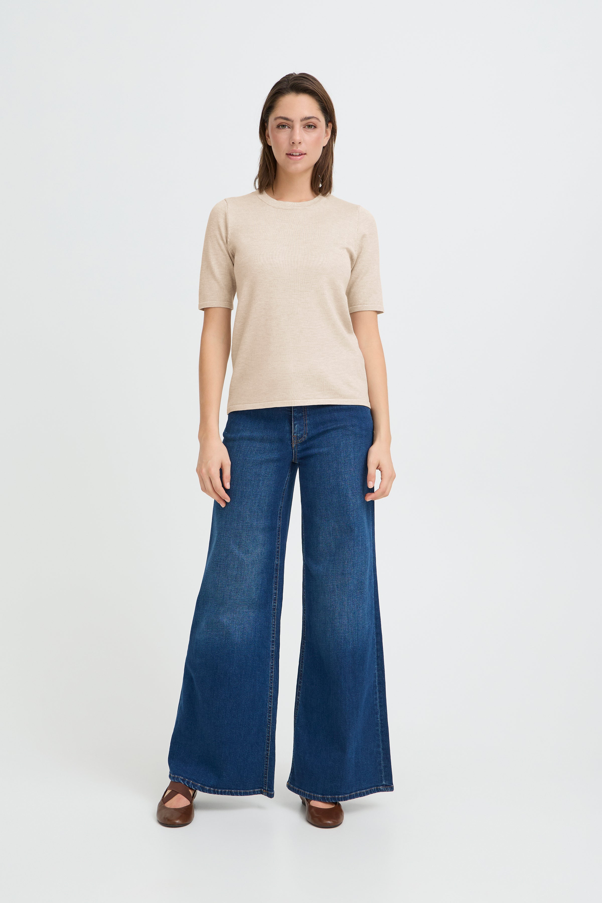 Haut Luls O-Neck Beige Mélange Ichi