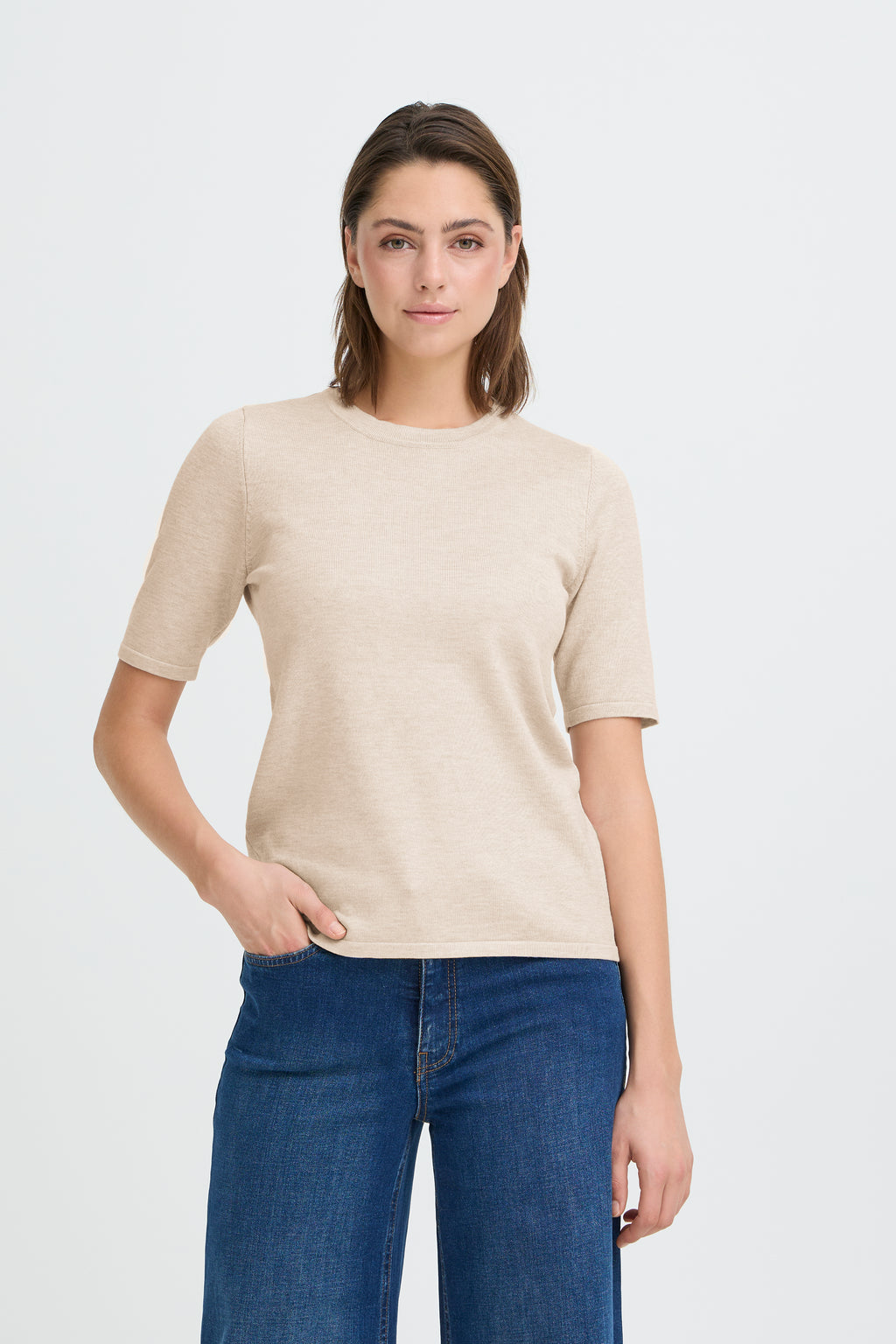 Haut Luls O-Neck Beige Mélange Ichi