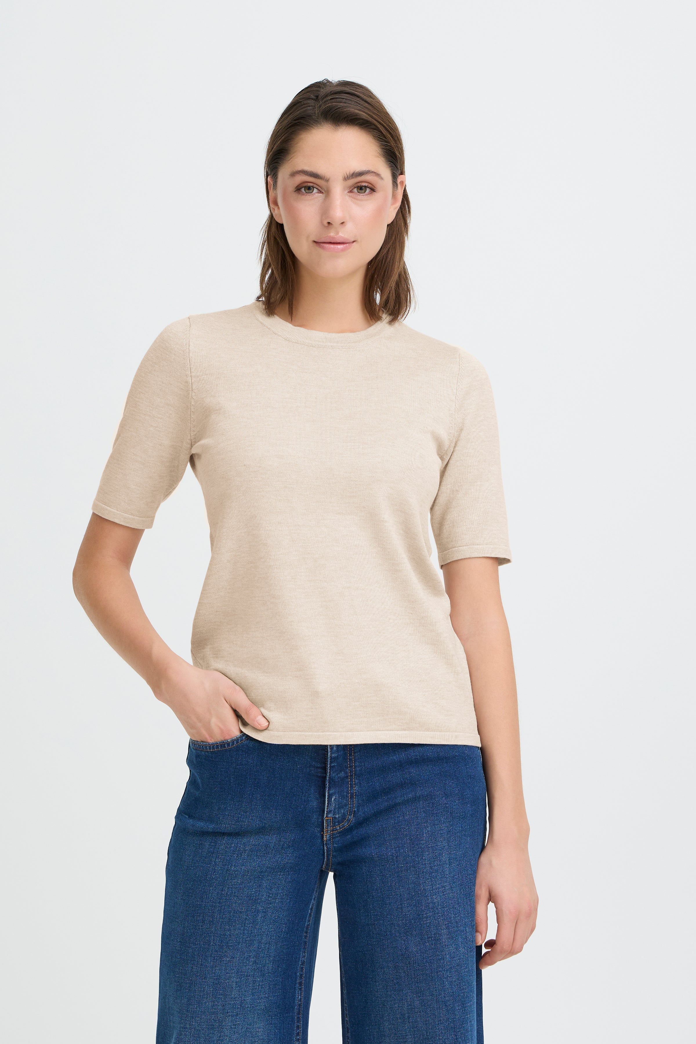 Haut Luls O-Neck Beige Mélange Ichi