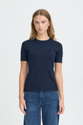 Haut Luls O-Neck Bleu Marine Ichi