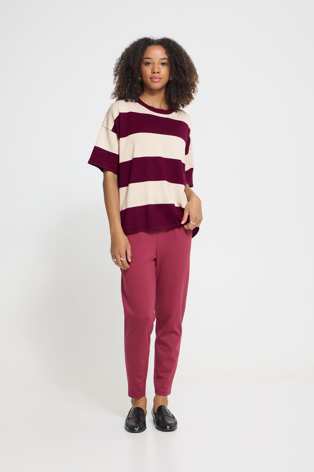 Haut Luls Loose Rayé Fushia Ichi