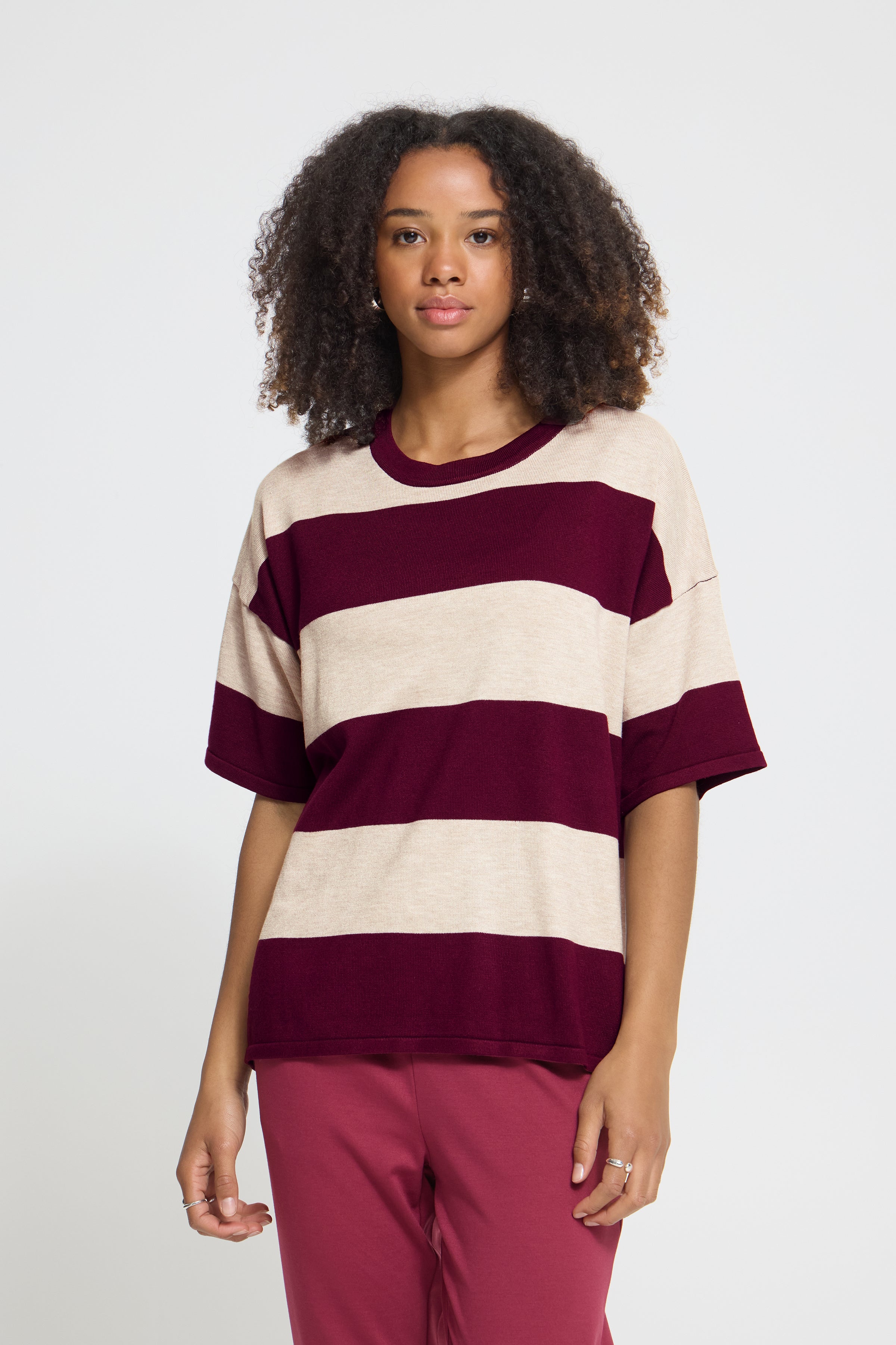 Haut Luls Loose Rayé Fushia Ichi