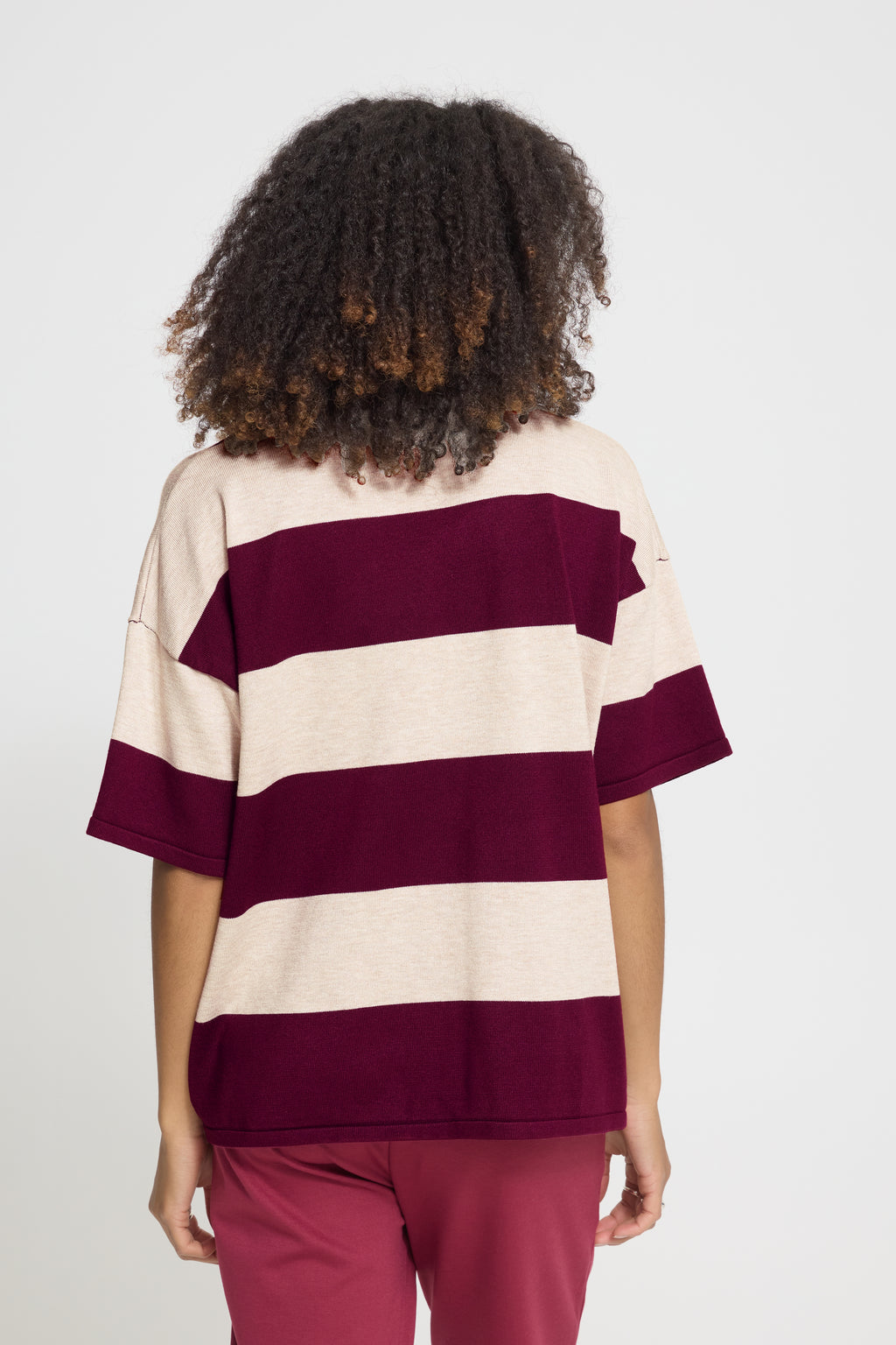Haut Luls Loose Rayé Fushia Ichi