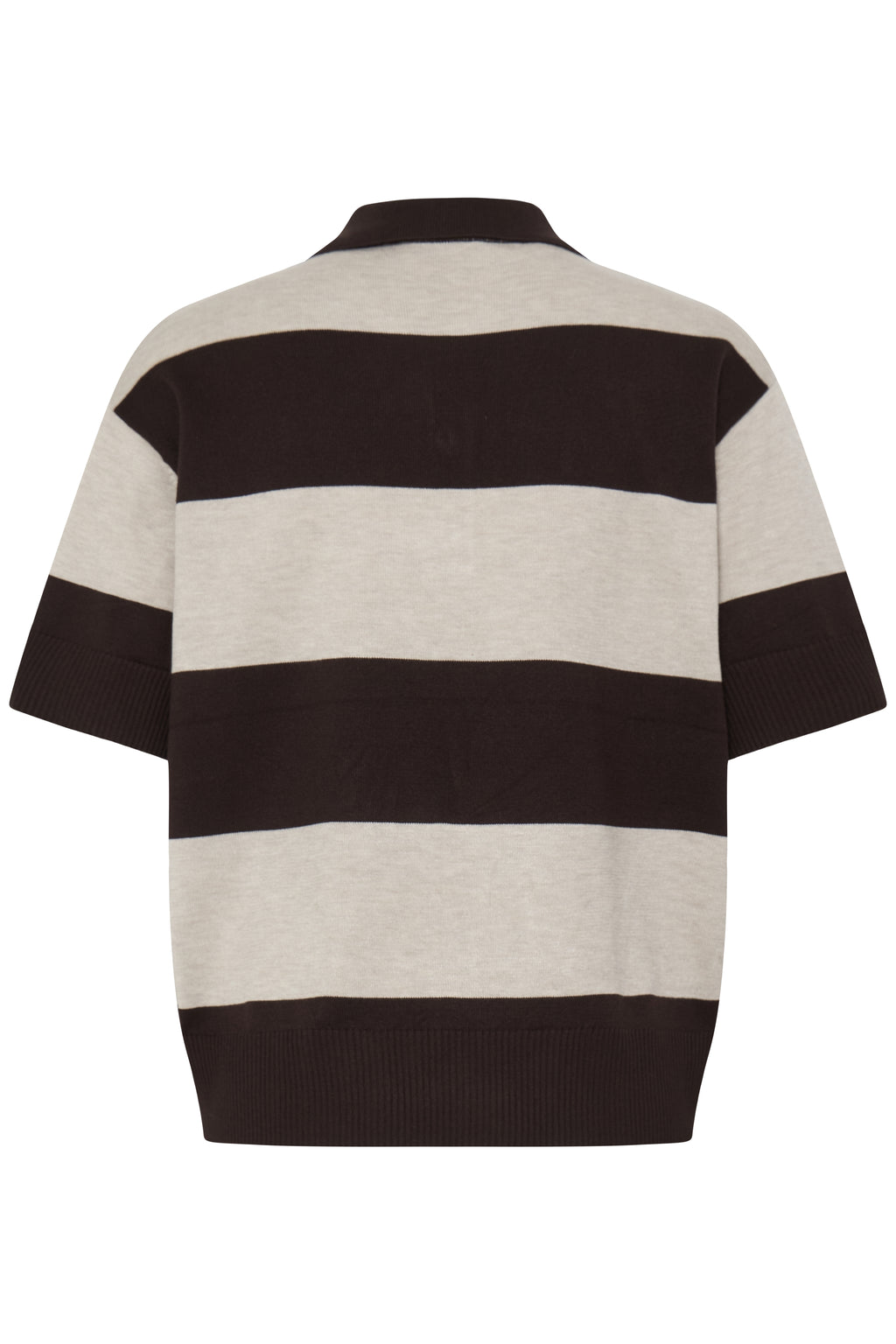 Ichi Striped Brown Loose Polo
